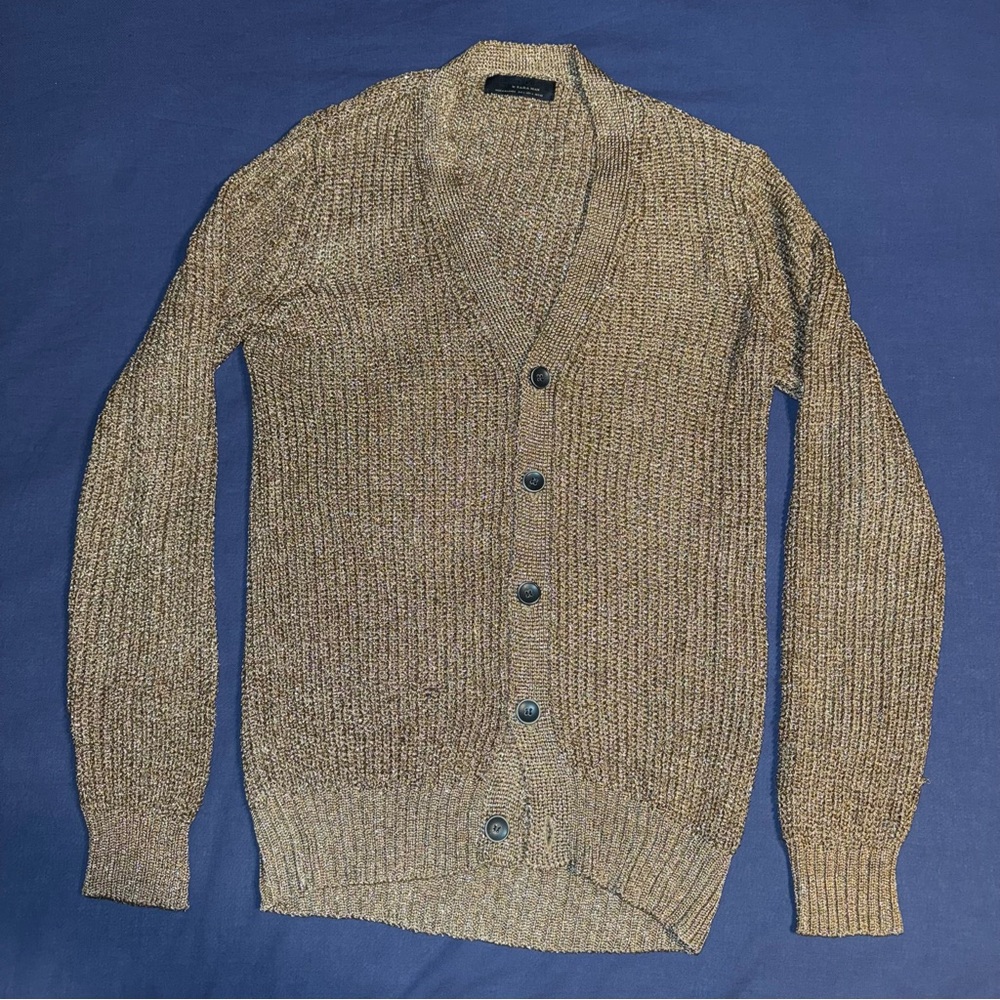 Zara gold metallic knit cardigan